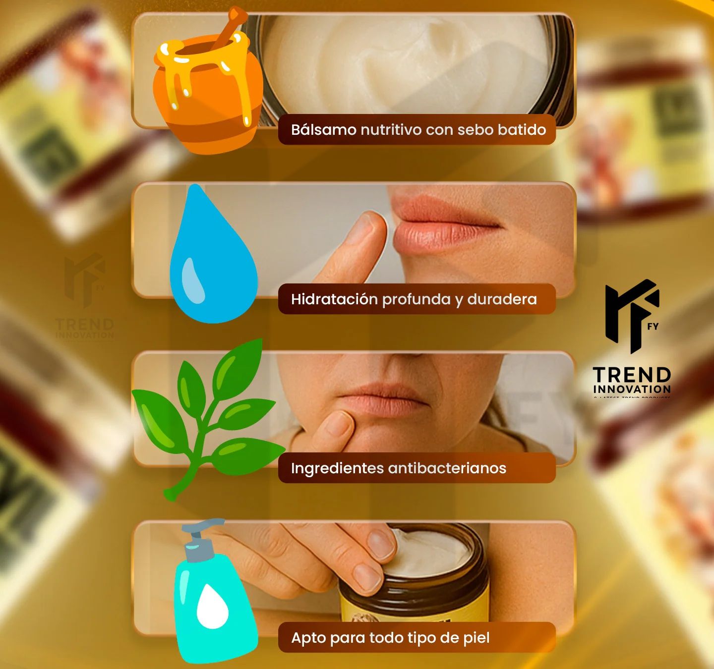 EVIL GOODS® -Bálsamo de miel y sebo de res Anti-Envejecimiento Frasco de Vidrio Original