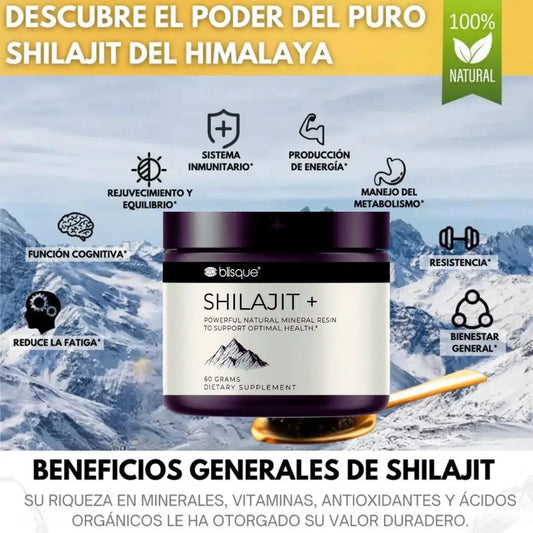 Shilajit 100% natural Ashwagold, potenciador natural de energía y bienestar